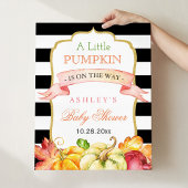 Een kleine pompoen is onderweg | Teken Baby shower Poster