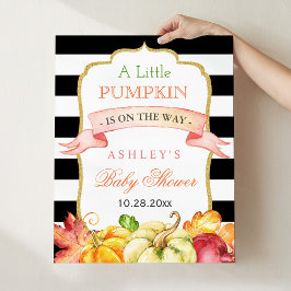 Een kleine pompoen is onderweg | Teken Baby shower Poster