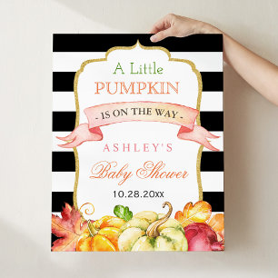 Een kleine pompoen is onderweg Teken Baby shower Poster