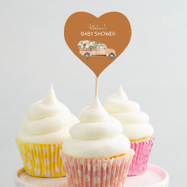 Een kleine pompoen is op de weg cupcake topper hart sticker
