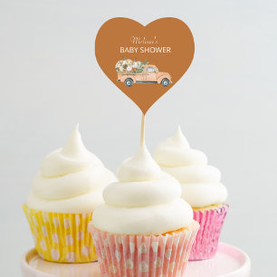 Een kleine pompoen is op de weg cupcake topper hart sticker