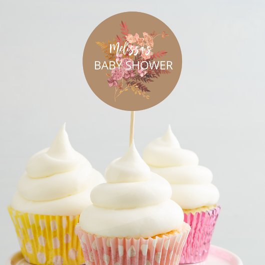 Een kleine pompoen is op de weg cupcake topper ronde sticker