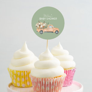 Een kleine pompoen is op de weg cupcake topper ronde sticker