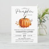 Een kleine pompoen is op de weg Herfst Baby shower Kaart (Staand voorkant)