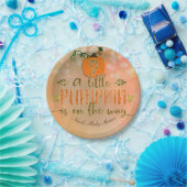 Een kleine pompoen is op de weg Herfst Baby shower Papieren Bordje (Feest)