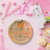Een kleine pompoen is op de weg Herfst Baby shower Papieren Bordje (Feest)