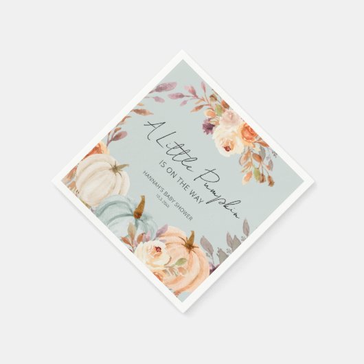 Een kleine pompoen is op de weg Herfst Baby shower Servet (Hoek)