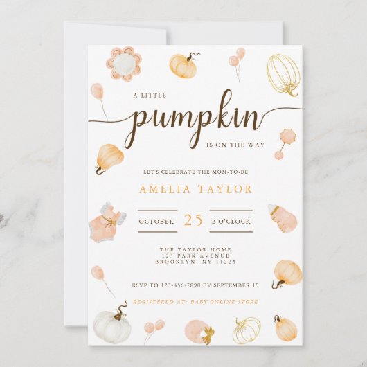 Een kleine pompoen is op de weg meisje Baby shower Kaart (Voorkant)