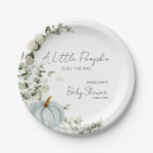 Een kleine pompoen is op het Way Blue Baby shower Papieren Bordje (Voorkant)