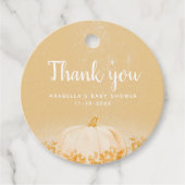 Een kleine pompoen is op weg Herfst Baby shower Bedankjes Labels (Voorkant)