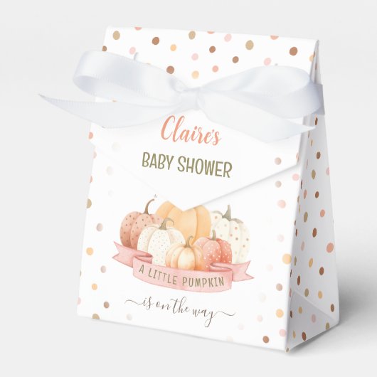 Een kleine pompoen is op weg meisje Baby shower Bedankdoosjes (Voorkant Zijde)