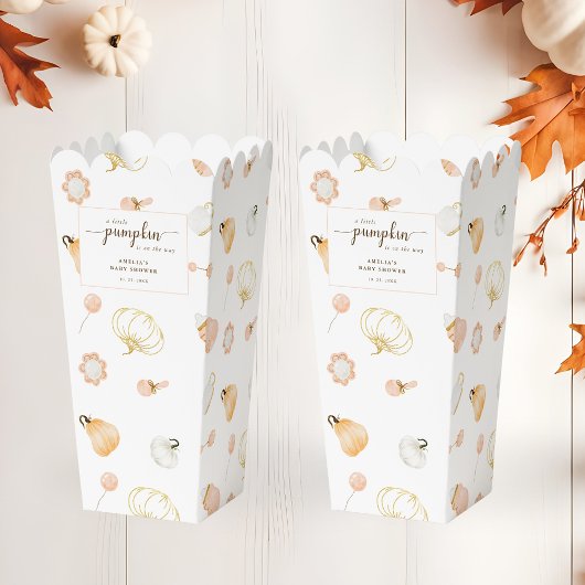 Een kleine pompoen is op weg meisje Baby shower Bedankdoosjes