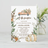 Een kleine pompoen is op weg meisje baby shower kaart (Staand voorkant)