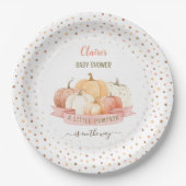 Een kleine pompoen is op weg meisje Baby shower Papieren Bordje (Voorkant)
