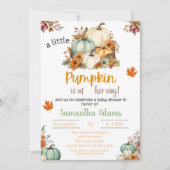 Een kleine pompoen is op weg naar Baby shower Kaart (Voorkant)