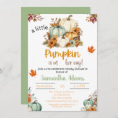 Een kleine pompoen is op weg naar Baby shower Kaart (Voorkant / Achterkant)