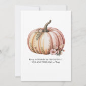 Een kleine pompoen is op weg naar het Baby shower Kaart (Achterkant)