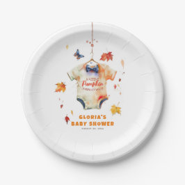 Een kleine pompoen is op weg naar het Baby shower Papieren Bordje