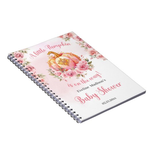 Een kleine pompoen is op weg roze en gouden meisje notitieboek (Rechterzijde)