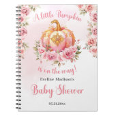 Een kleine pompoen is op weg roze en gouden meisje notitieboek (Voorkant)