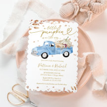 Een Kleine Pompoen Jongen Baby Shower Blauwe Truck