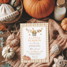 Een Kleine Pompoen Jongen Baby Shower Gingham