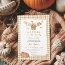 Een Kleine Pompoen Jongen Baby Shower Gingham