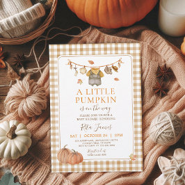 Een Kleine Pompoen Jongen Baby Shower Gingham Kaart