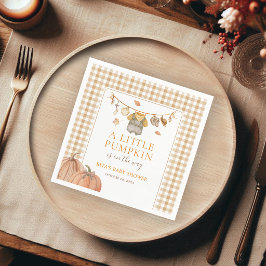 Een Kleine Pompoen Jongen Baby Shower Gingham Servet