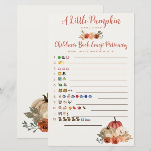 Een kleine pompoen kinderboek Emoji Baby Game (Voorkant / Achterkant)