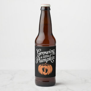 Een Kleine Pompoen Kweken Herfst Zwangerschap Bier Etiket