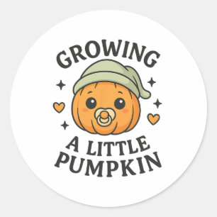Een Kleine Pompoen Kweken Herfst Zwangerschapsaank Ronde Sticker