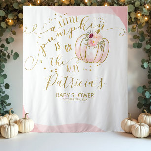 Een Kleine Pompoen Meisje Baby Shower Achtergrond Wandkleed
