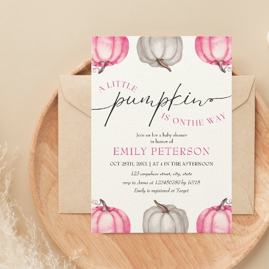Een kleine pompoen | Meisje Herfst Baby shower Kaart