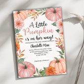 Een kleine pompoen meisje Herfst Floral Baby showe Kaart