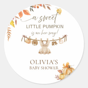 Een kleine pompoen onderweg, Herfst Boho Baby show Ronde Sticker