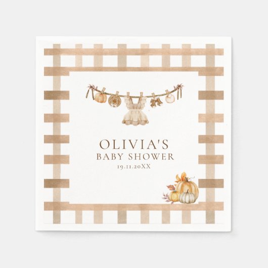 Een kleine pompoen onderweg, Herfst Boho Baby show Servet (Voorkant)