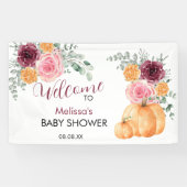 Een kleine pompoen op de weg herfst baby shower spandoek (Horizontaal)