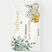 Een kleine pompoen op de weg herfst baby shower spandoek (Verticaal)