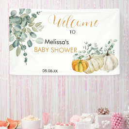 Een kleine pompoen op de weg herfst baby shower spandoek
