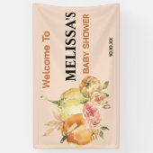 Een kleine pompoen op de weg herfst baby shower spandoek (Verticaal)