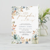 Een kleine pompoen op weg Baby shower uitnodiging (Staand voorkant)