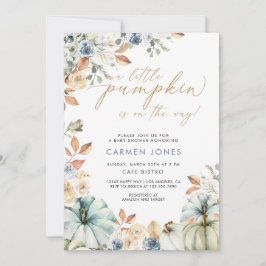 Een kleine pompoen op weg Baby shower uitnodiging