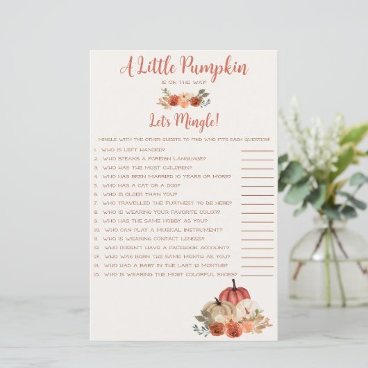 Een kleine pompoen op weg naar het Mingle Game (Staand voorkant)