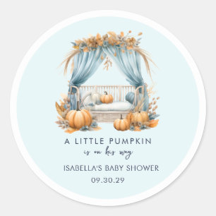 Een kleine pompoen op weg naar z'n Baby shower Ronde Sticker