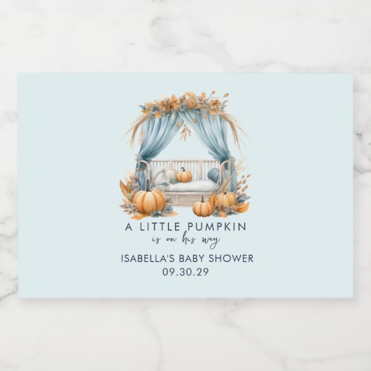 Een kleine pompoen op weg naar z'n Baby shower Sparkling Wijnetiket (Enkel label)