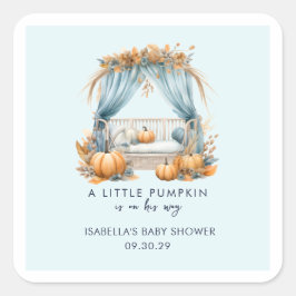 Een kleine pompoen op weg naar z'n Baby shower Vierkante Sticker