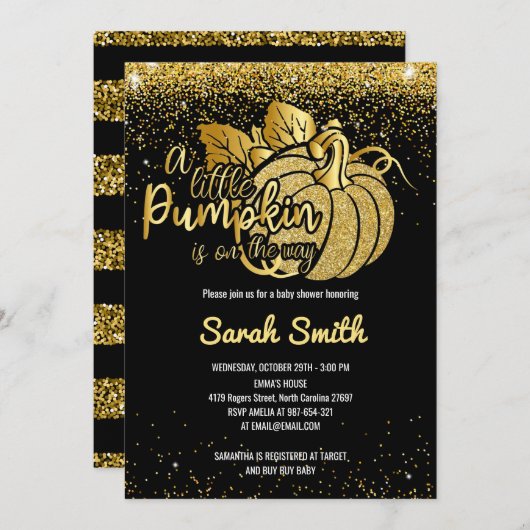 Een kleine pompoen op weg naar zwart en goud kaart (Voorkant / Achterkant)