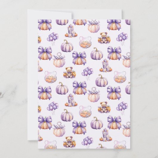 Een Kleine Pompoen Paarse Baby Shower Kaart (Achterkant)