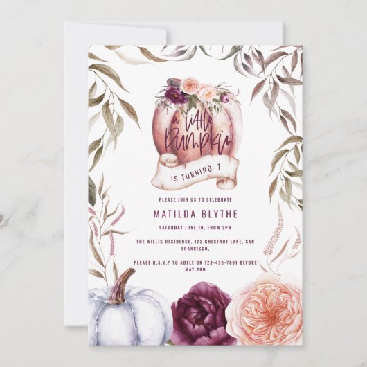 Een kleine pompoen paarse herfst (Voorkant)